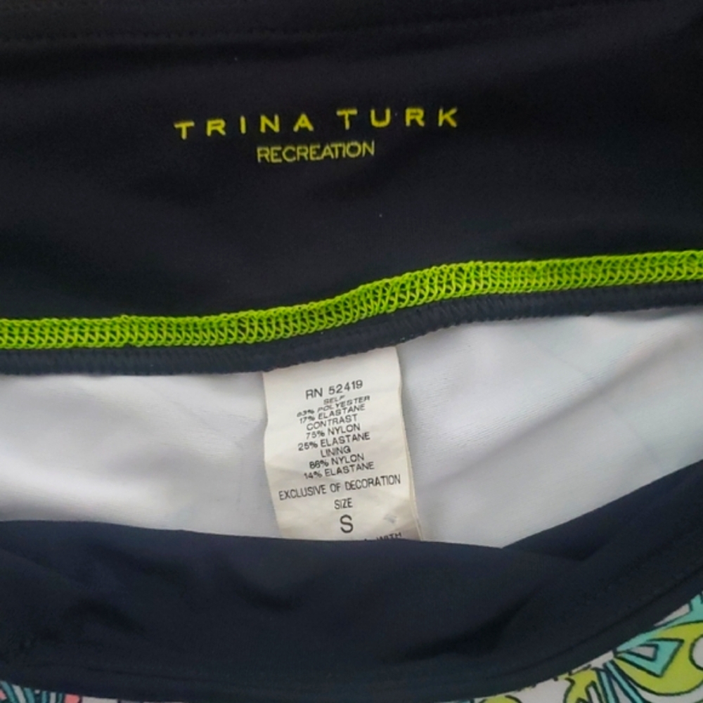 Trina Turk Turquoise Coral Black Abstract Leggings. 2 Prs - Picture 5 of 5